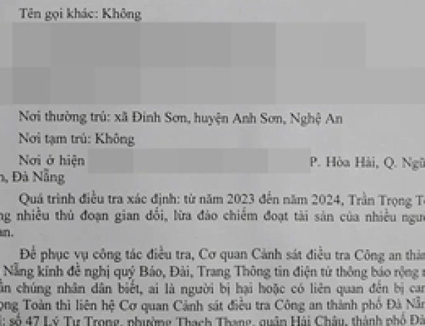 Công an tìm bị hại của Trần Trọng Toàn